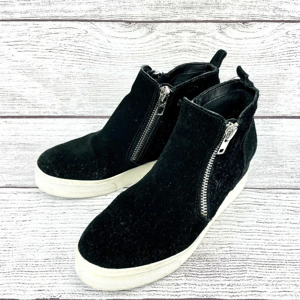 Steve Madden Wedgie Black Leather Casual Zip Up Ankle Boots Shoes Women's 9.5M - Picture 3 of 12